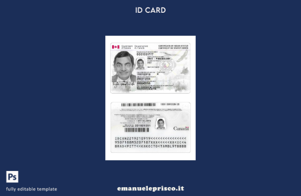 stile verificato Modello di carta d'identità con stato indiano canadese